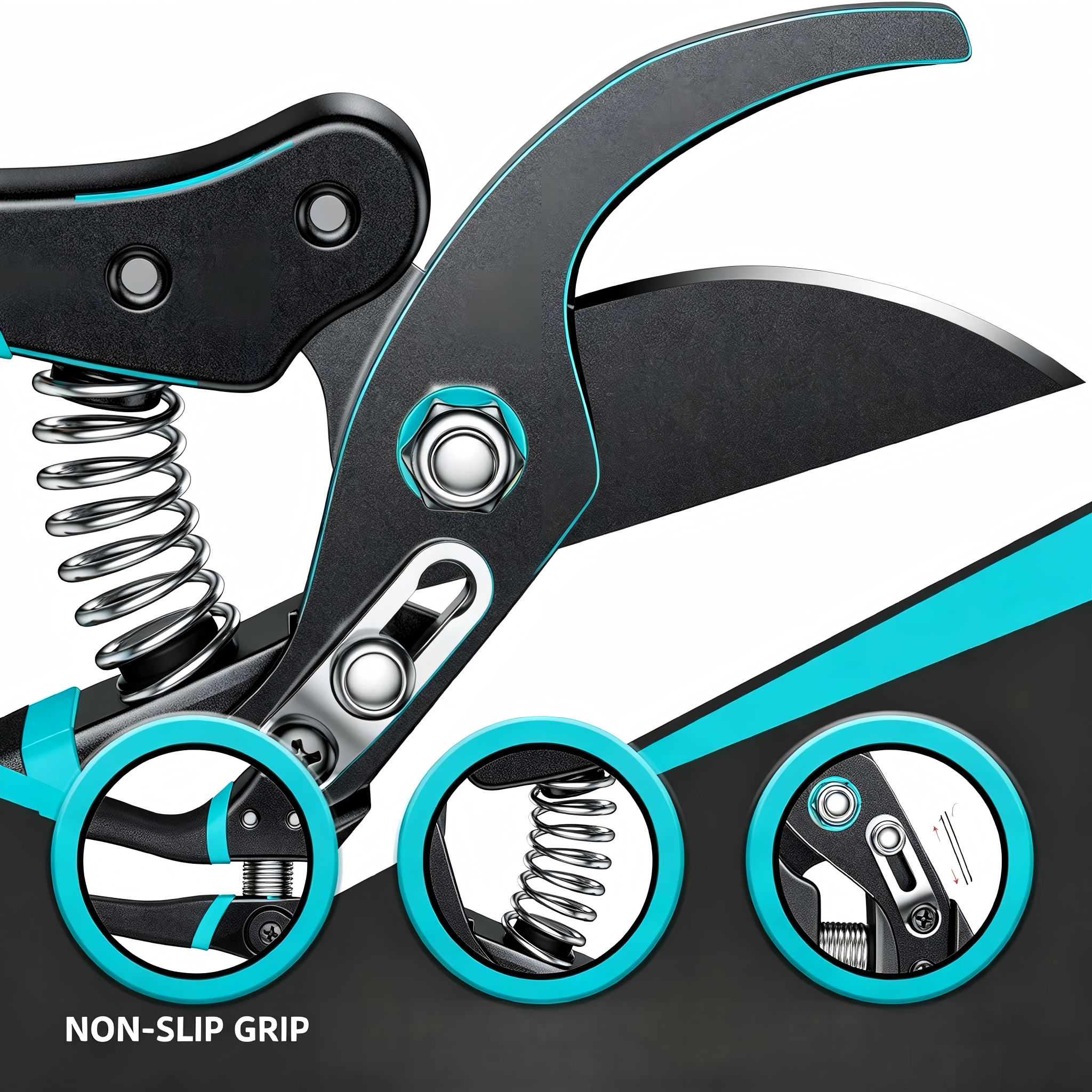 Professional Bypass Pruning Shears, Sharp Garden Hand Pruner with Non‑Slip Handle for Tree Branches, Shrubs & Plants Trimming