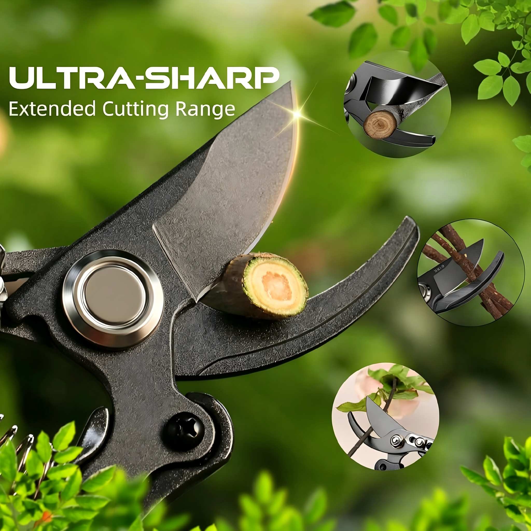 Professional Bypass Pruning Shears, Sharp Garden Hand Pruner with Non‑Slip Handle for Tree Branches, Shrubs & Plants Trimming