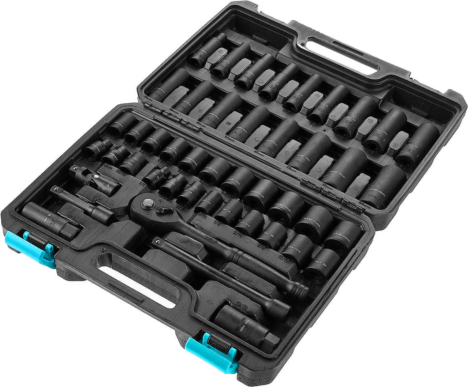 Drive Impact Socket Set, Heavy‑Duty Deep Socket Wrench Kit with Ratchet Handle & Extension Bars for Automotive Repair
