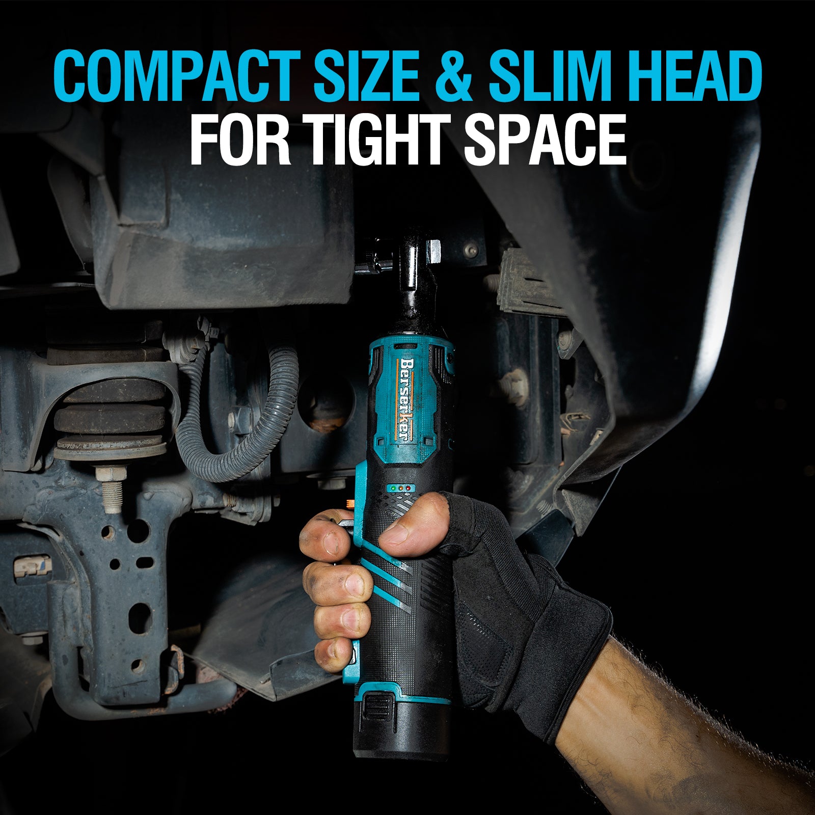 Berserker 3/8" Cordless Electric Ratchet Wrench Set, 35 Ft-lbs 260RPM 12V Power Ratchet Tool Kit with 2-Pack 2000mAh Li-Ion Batteries and Charger, Variable Speed Trigger, 1/4" Adapter & 7 Sockets