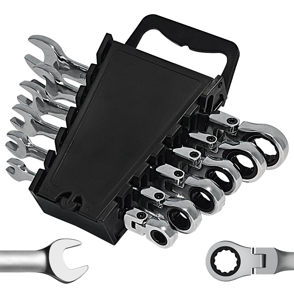 6pcs Ratchet Wrench Setwith 180° Rotating Flexible Head，Metric Size，Mirror Chrome Plated Square Drive Quick Ratchet Full Set，Home Auto Repair Tools, Hardware Tools, Ideal Gift for Husband or Father