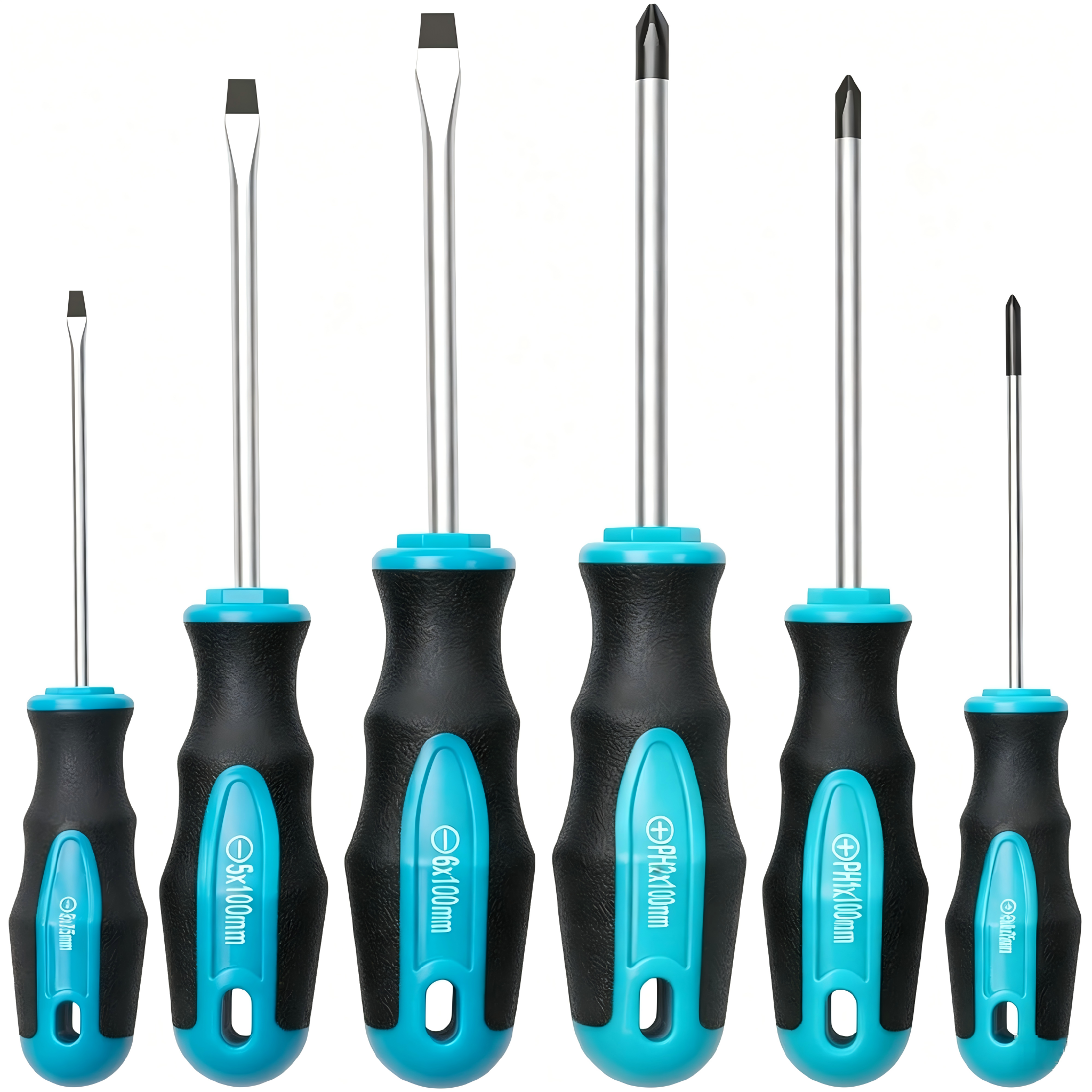 6‑Piece Magnetic Screwdriver Set, Slotted & Phillips Screwdrivers with Non‑Slip Rubber Handles for Household Repair