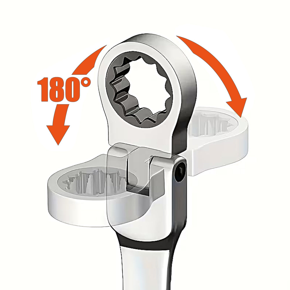 6pcs Ratchet Wrench Setwith 180° Rotating Flexible Head，Metric Size，Mirror Chrome Plated Square Drive Quick Ratchet Full Set，Home Auto Repair Tools, Hardware Tools, Ideal Gift for Husband or Father