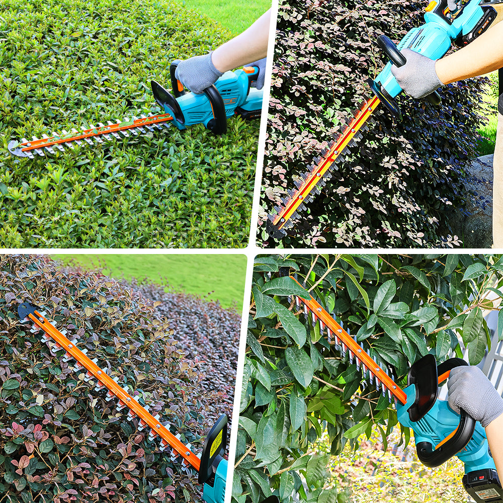 18-Inch 20V Cordless Hedge Trimmer - 5-Position Rotating Handle with Dual Safety Switch for Effortless Shrub & Hedge Cutting