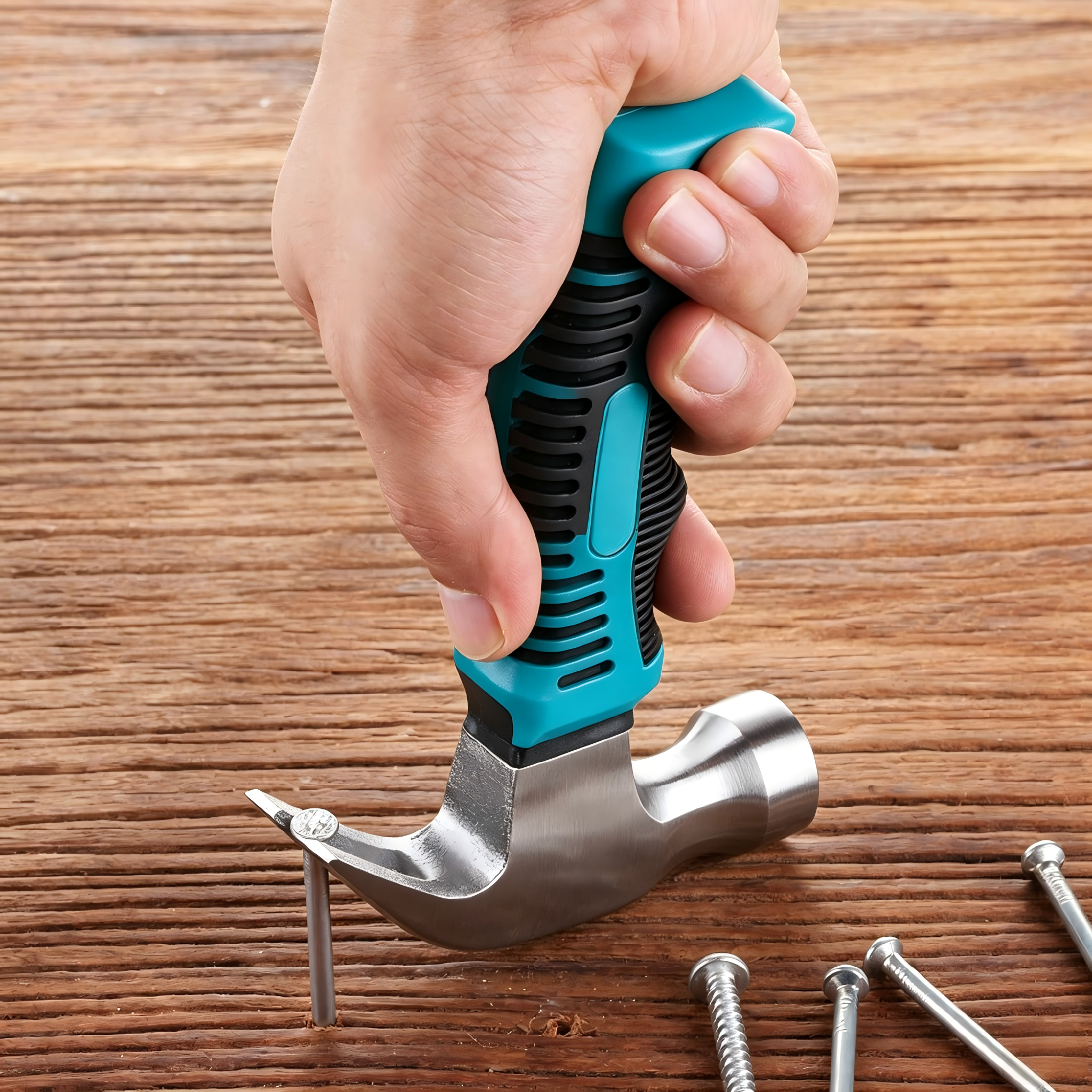 Claw Hammer, Heavy‑Duty Forged Steel Hammer with Non‑Slip Rubber Grip Handle for Home Repair, Woodworking and Nail Pulling