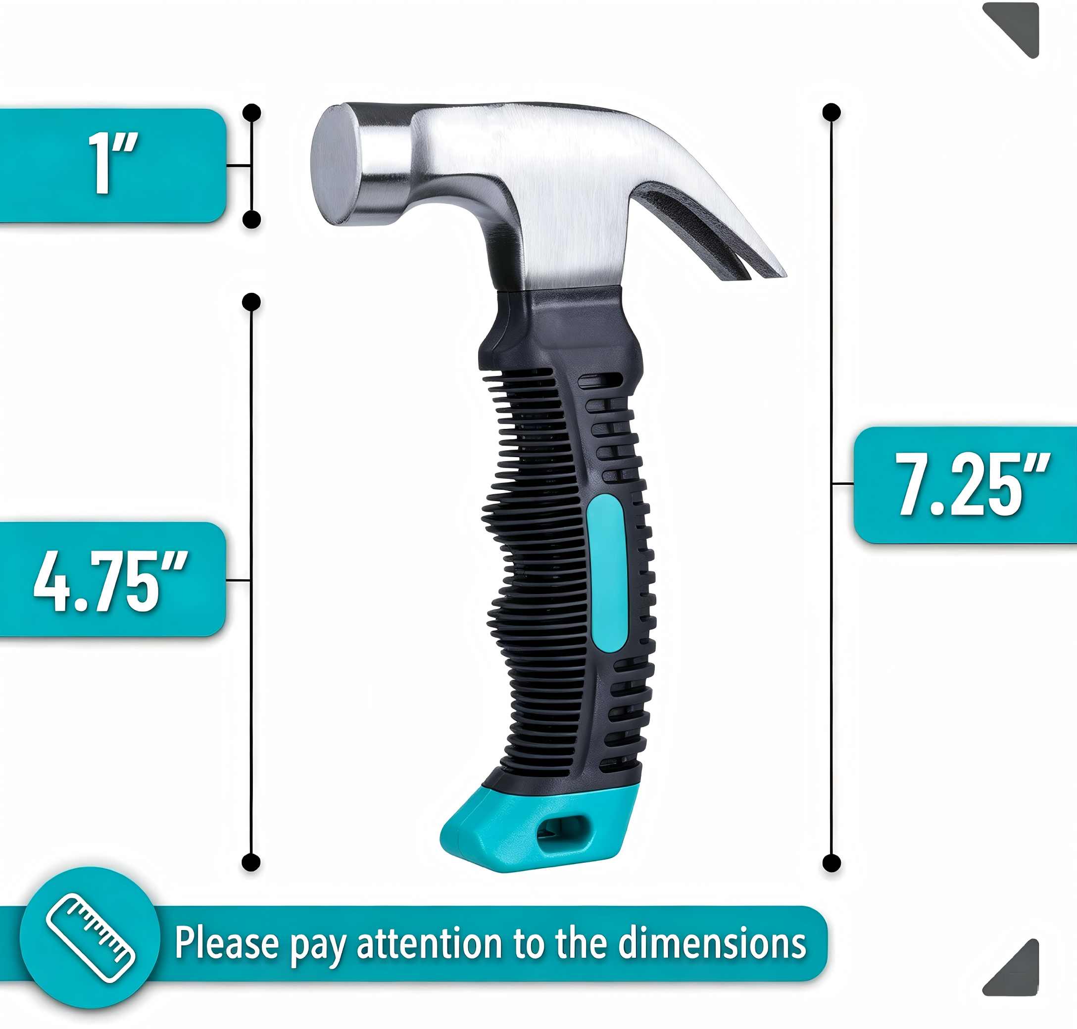 Claw Hammer, Heavy‑Duty Forged Steel Hammer with Non‑Slip Rubber Grip Handle for Home Repair, Woodworking and Nail Pulling