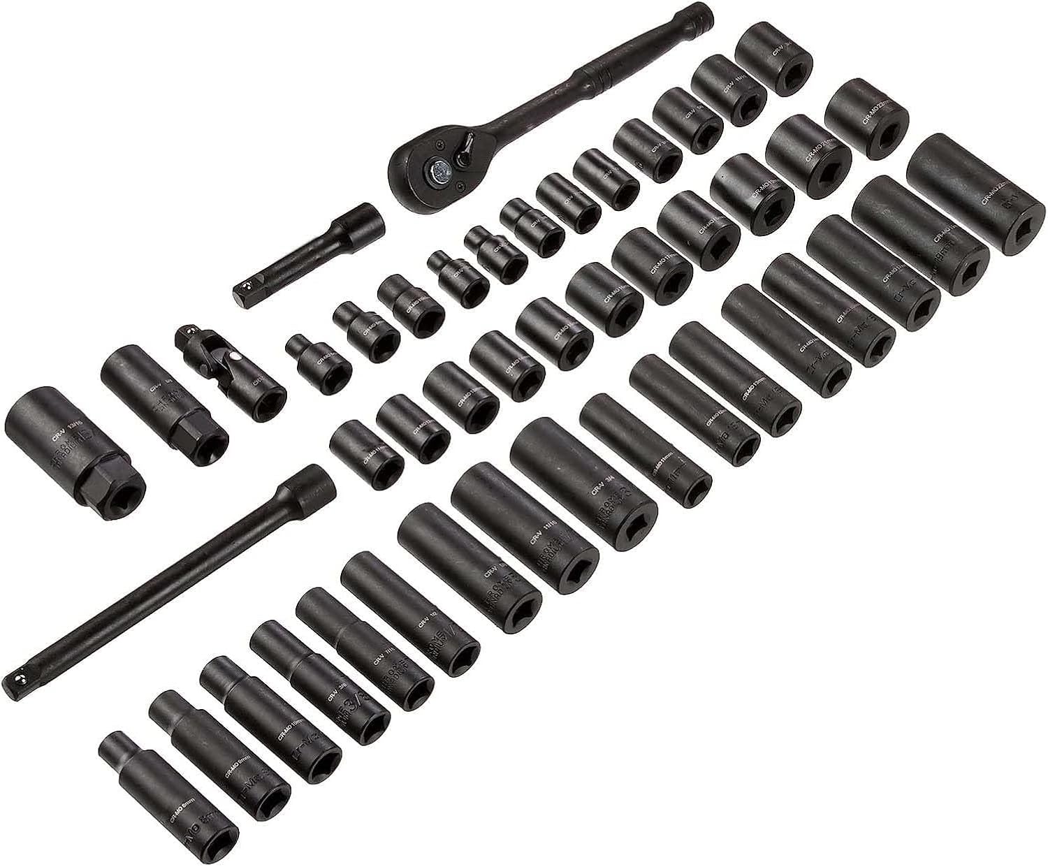 Drive Impact Socket Set, Heavy‑Duty Deep Socket Wrench Kit with Ratchet Handle & Extension Bars for Automotive Repair