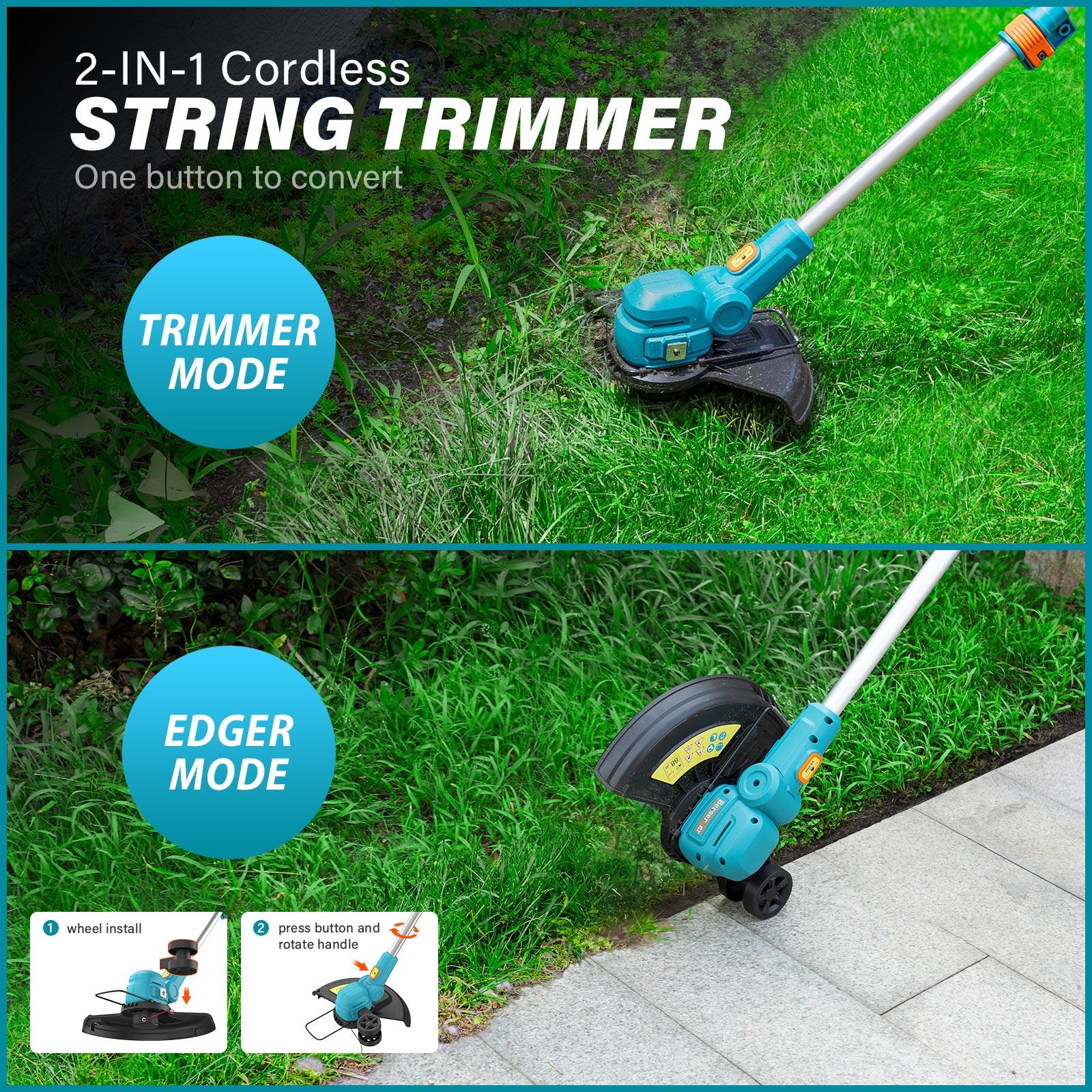 Berserker 20V 12-Inch Cordless String Trimmer/Edger and Leaf Blower Combo Kit + 3X Bonus Spools, 2X2.0Ah Battery and Charger Included,Garden Tool Set,Power Tool Sets